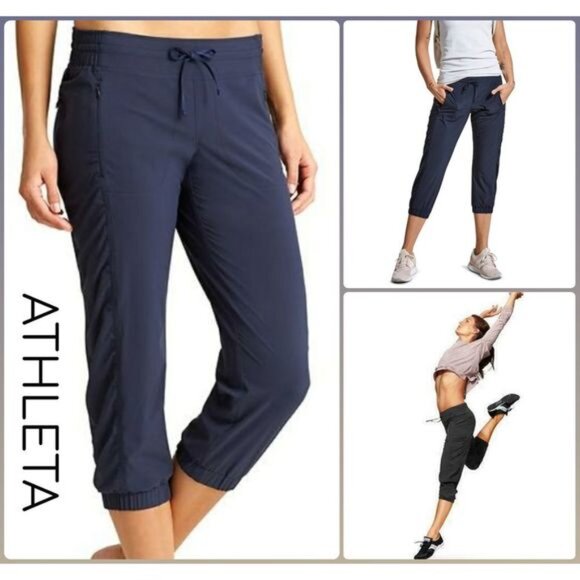 Athleta La Viva Stretch Activewear Capri Jogger Pant Blue 8 REI - Picture 3 of 16